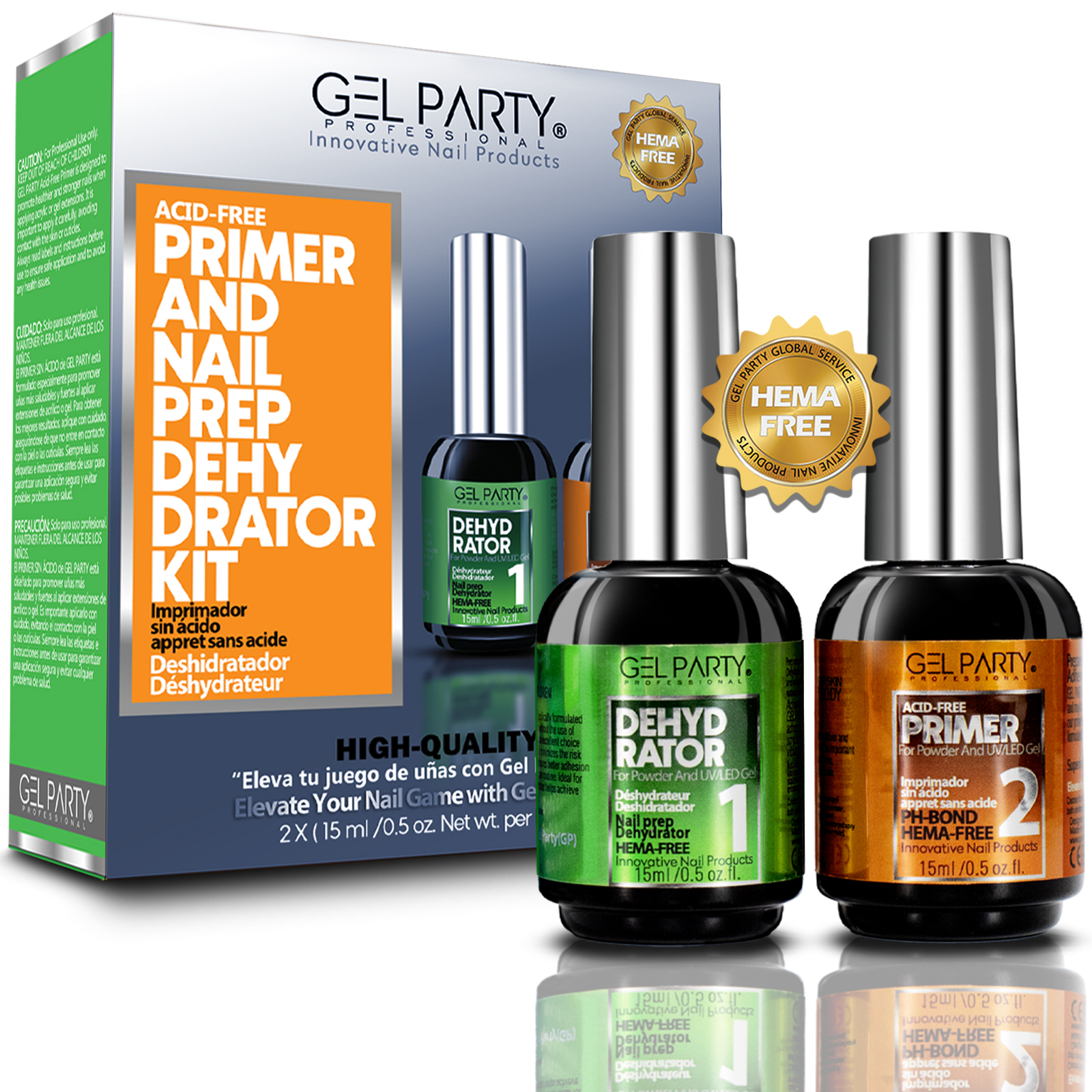 GELPARTY Primer & Dehydrator Kit – HEMA-Free Nail Prep System